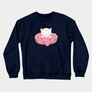 Kawaii Cat in a donut t-shirt Crewneck Sweatshirt